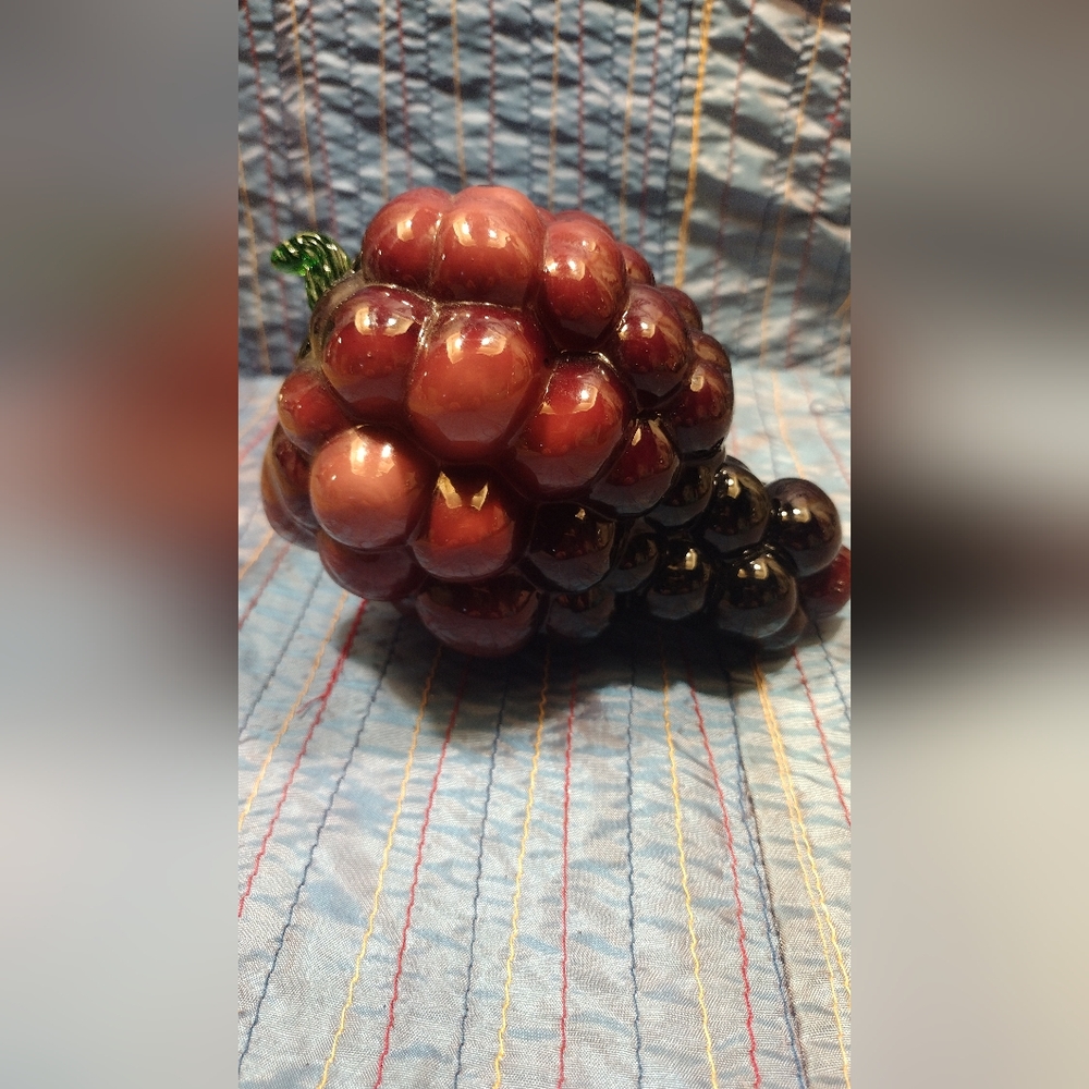 Blown Glass Cluster Of Grapes Red/Purple/Green